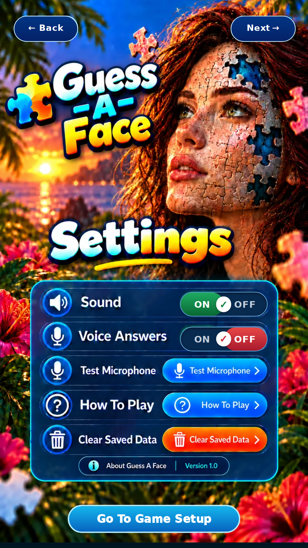 Guess A Face Settings